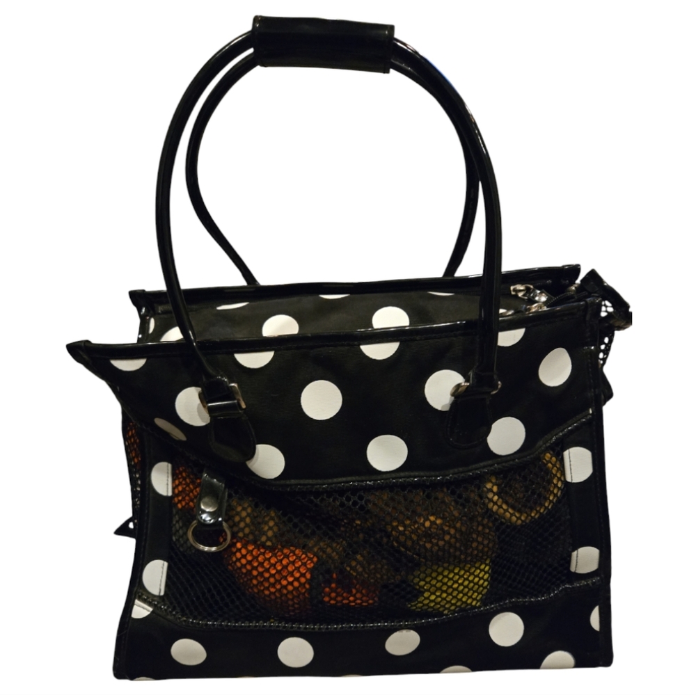 Small Dog Pet Carrier Polka Dot Black and White - Picture 1 of 7